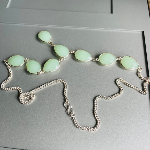 Natural Faceted Green Chalcedony Sterling Silver Necklace - Picture 6 of 7